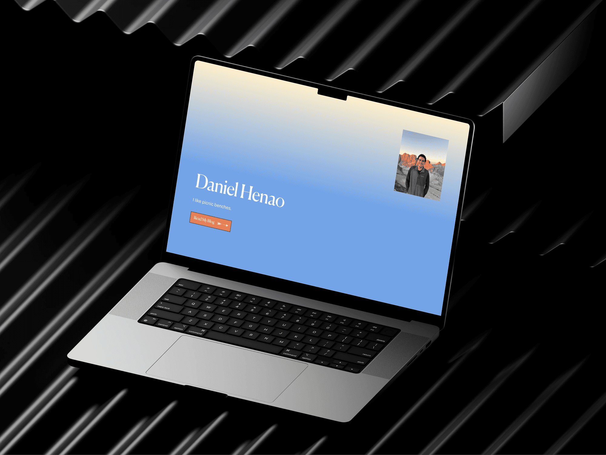 Device mockup of the hero section for Daniel's blog