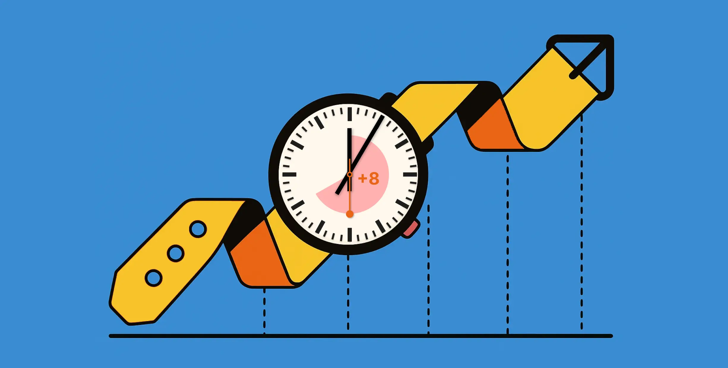 A graph that has a line that is a stopwatch