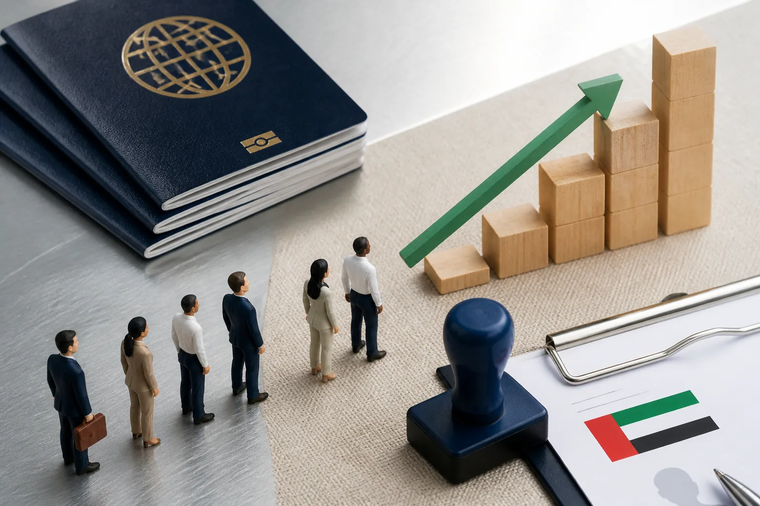 Increase Employee Visa Quota for a UAE Company beside a passport, residence permit card and