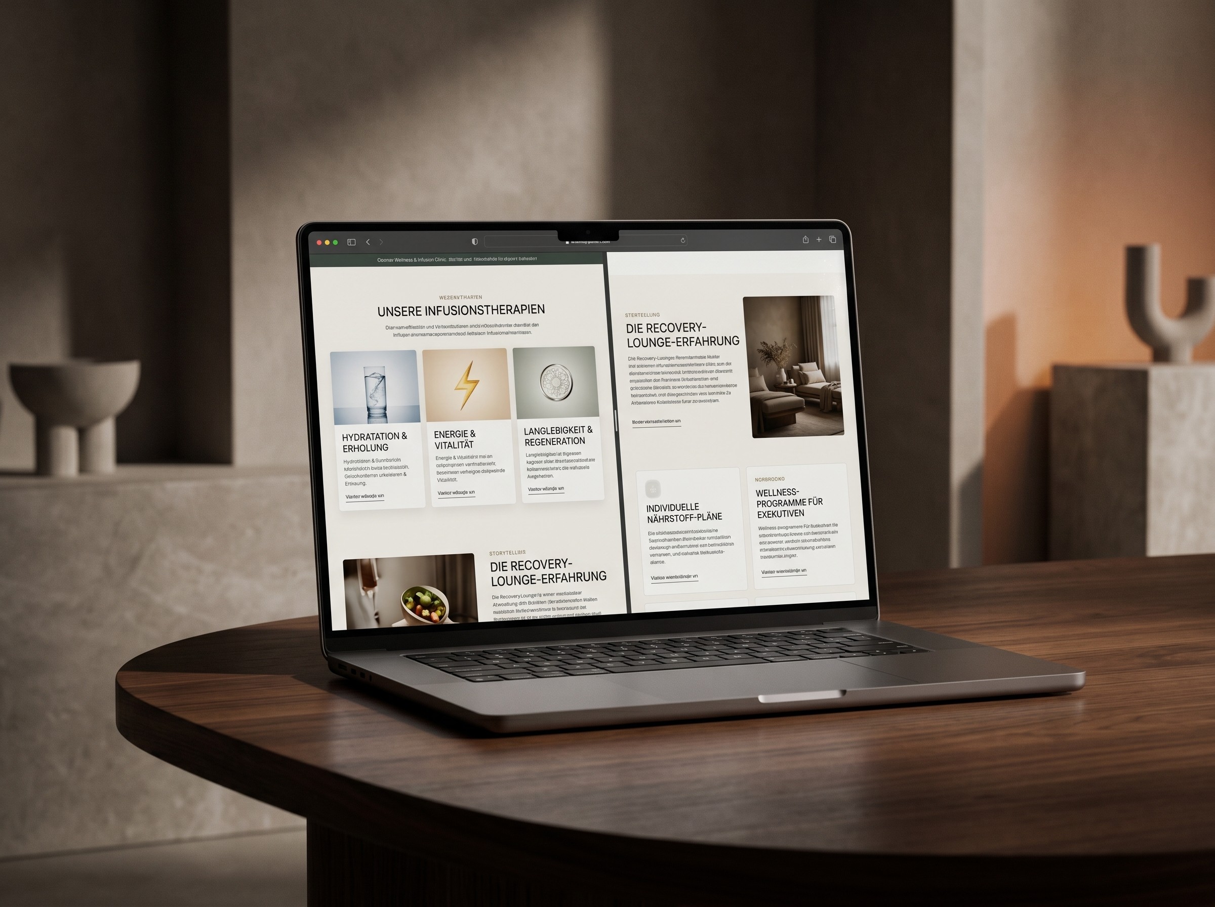 Moderne Healthcare Website mit SEO Fokus für Longevity Brand