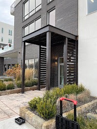 Apartment Entrance protected by custom steel accent created by TratFab in Star Idaho.