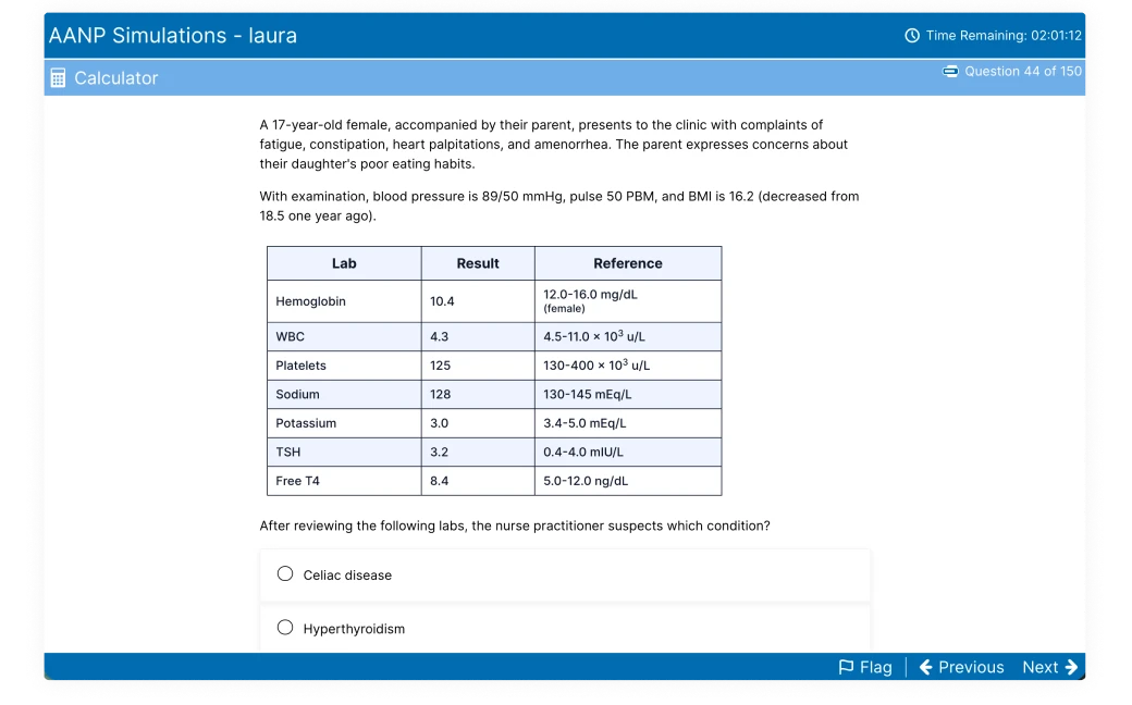 FNP Mastery Simulation Interface
