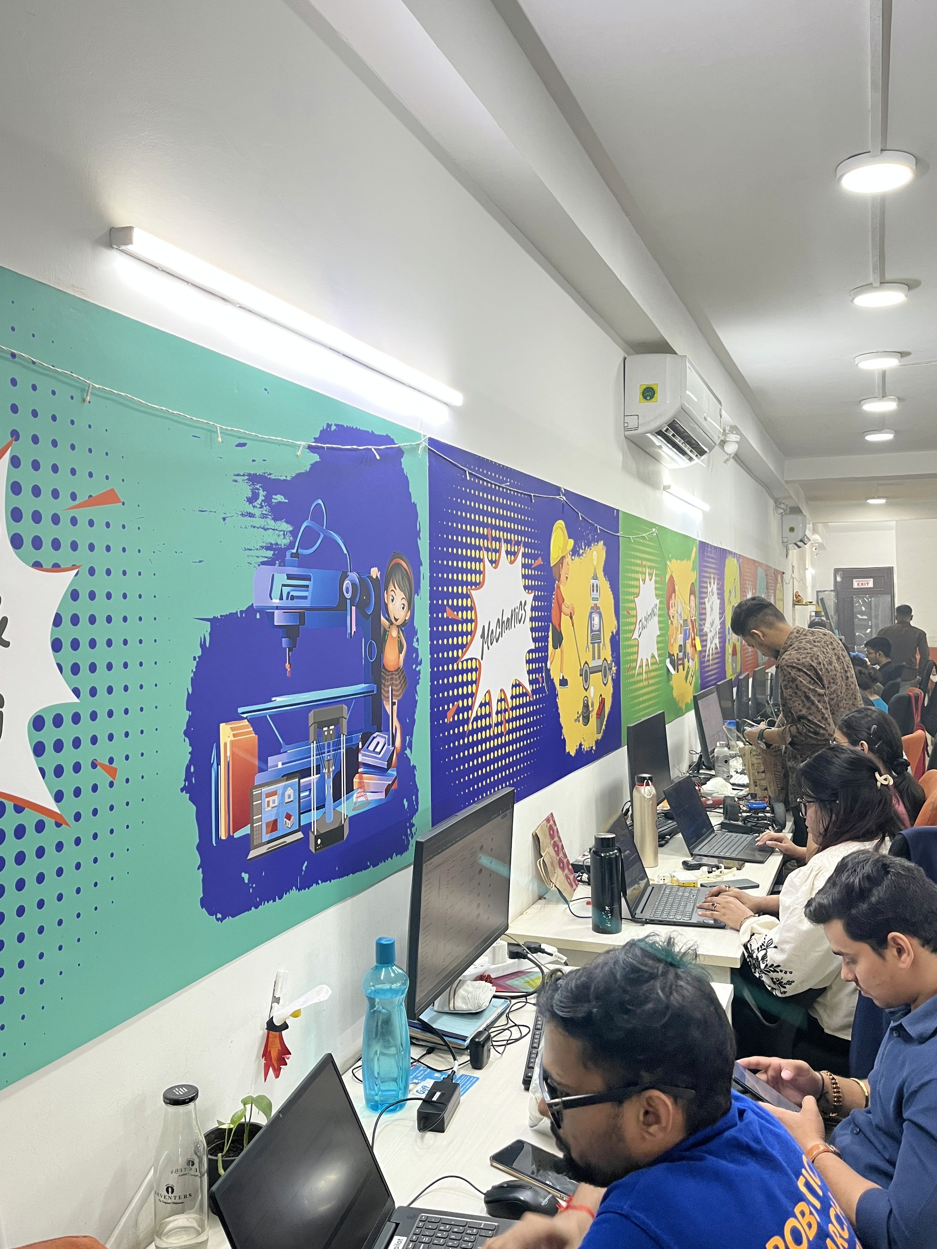 Young girl with backpack walks on dirt path