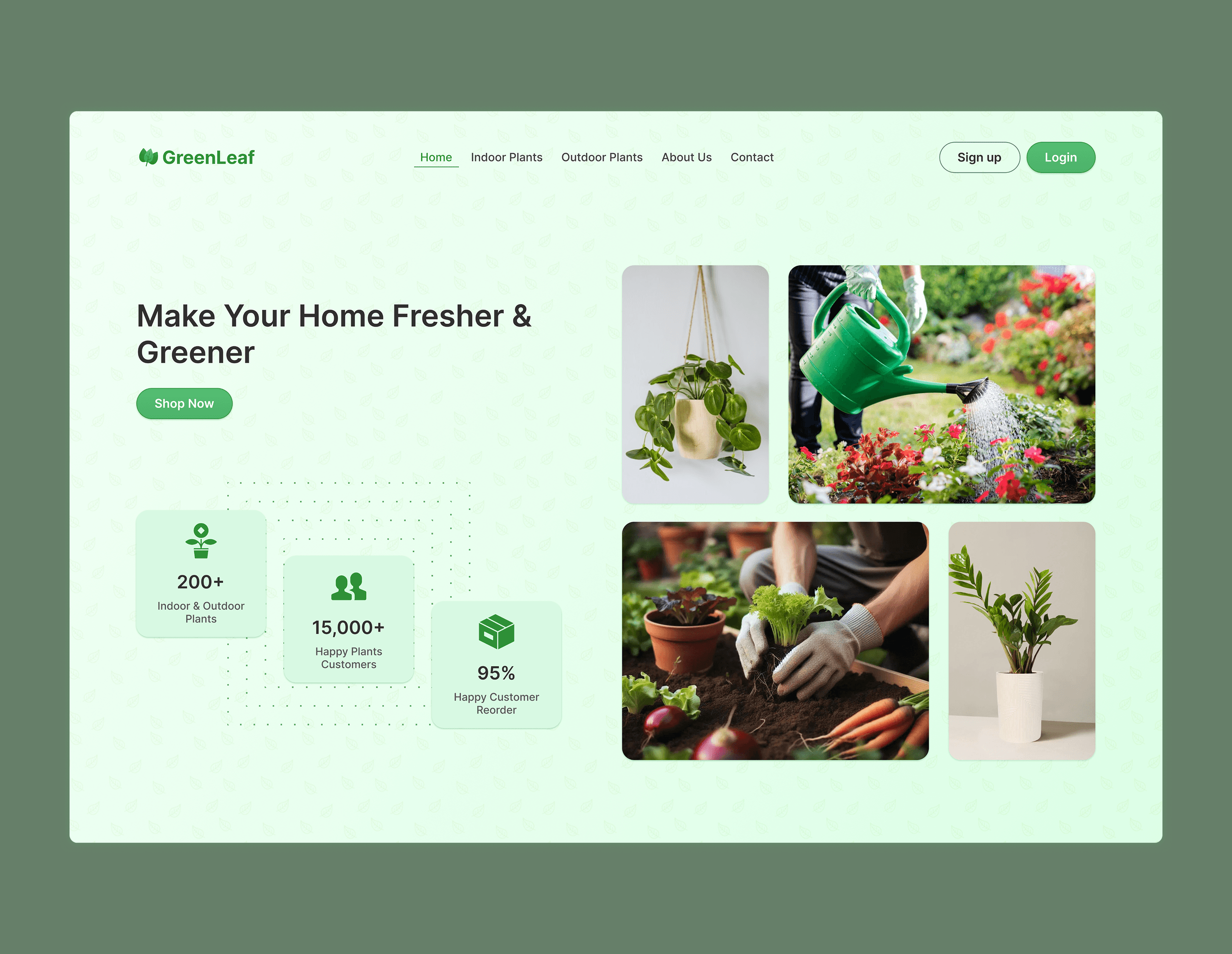 Hero Section, Product Design, Web Design, Web Site, Team Section, GreenLeaf#Zahravisuals