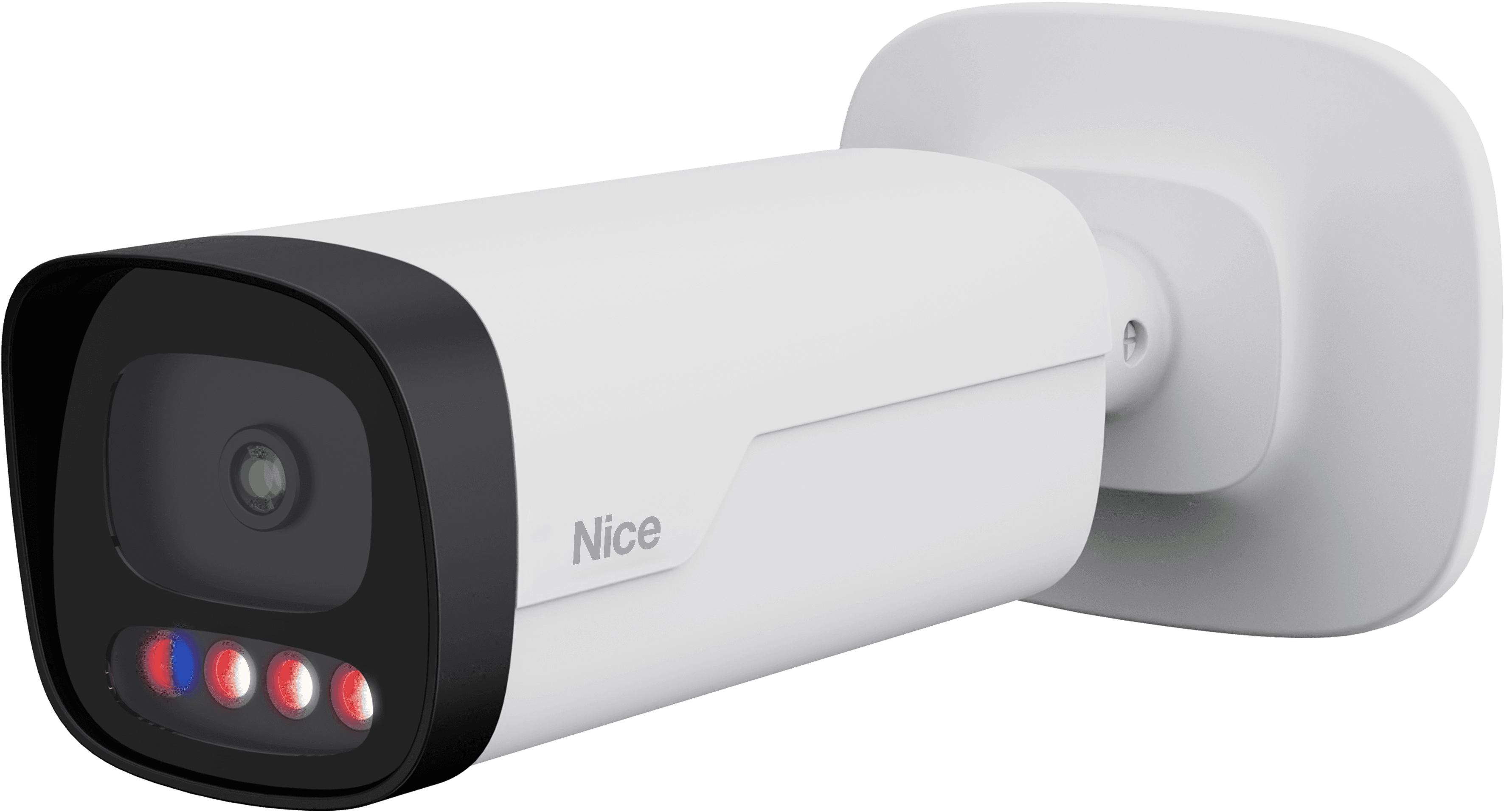 White security camera with lights and 'Nice' logo
