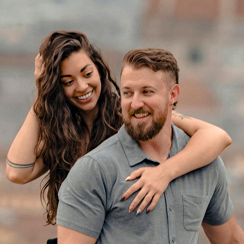 Couple hugging and smiling