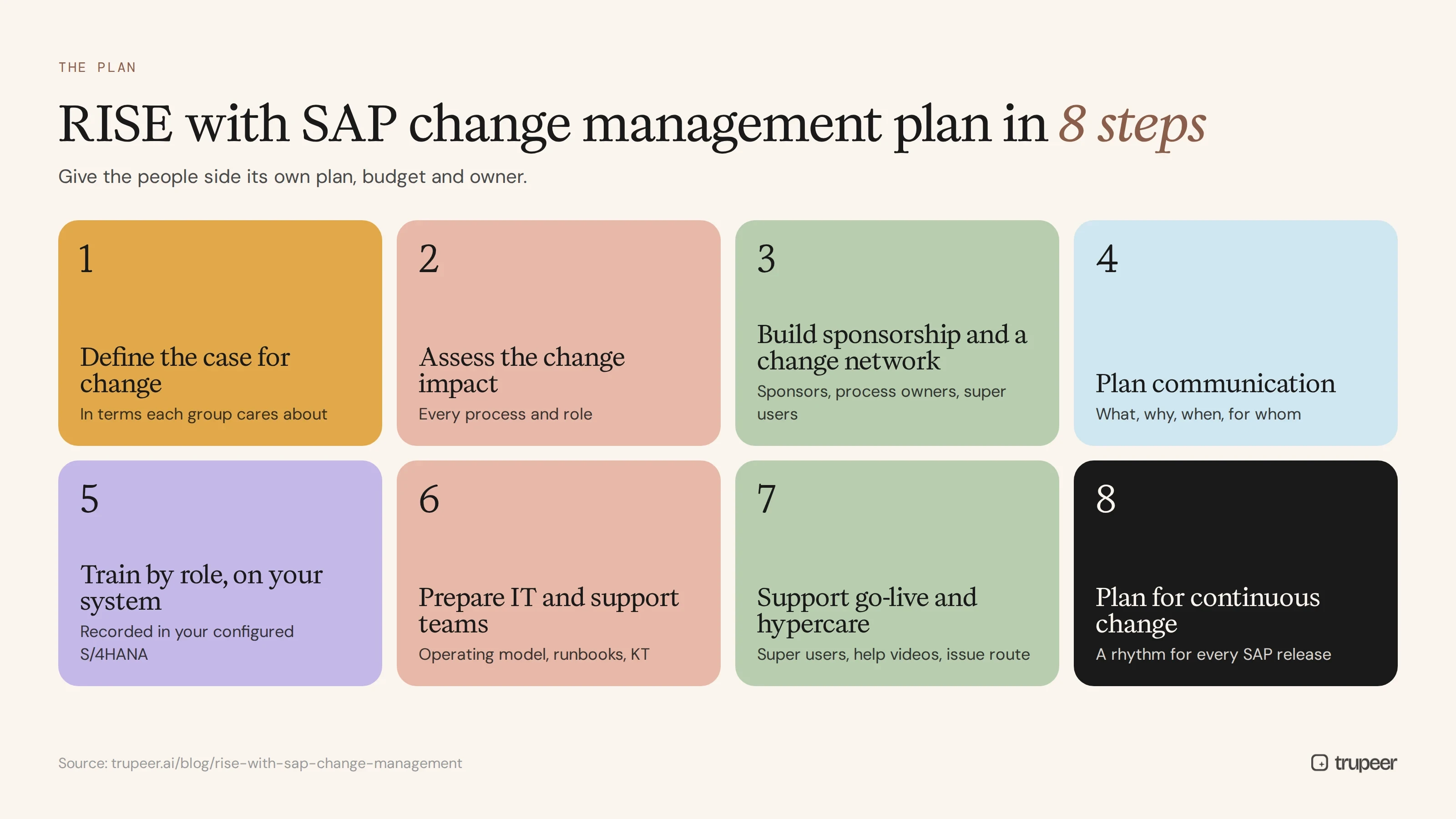 RISE with SAP change management plan in eight steps