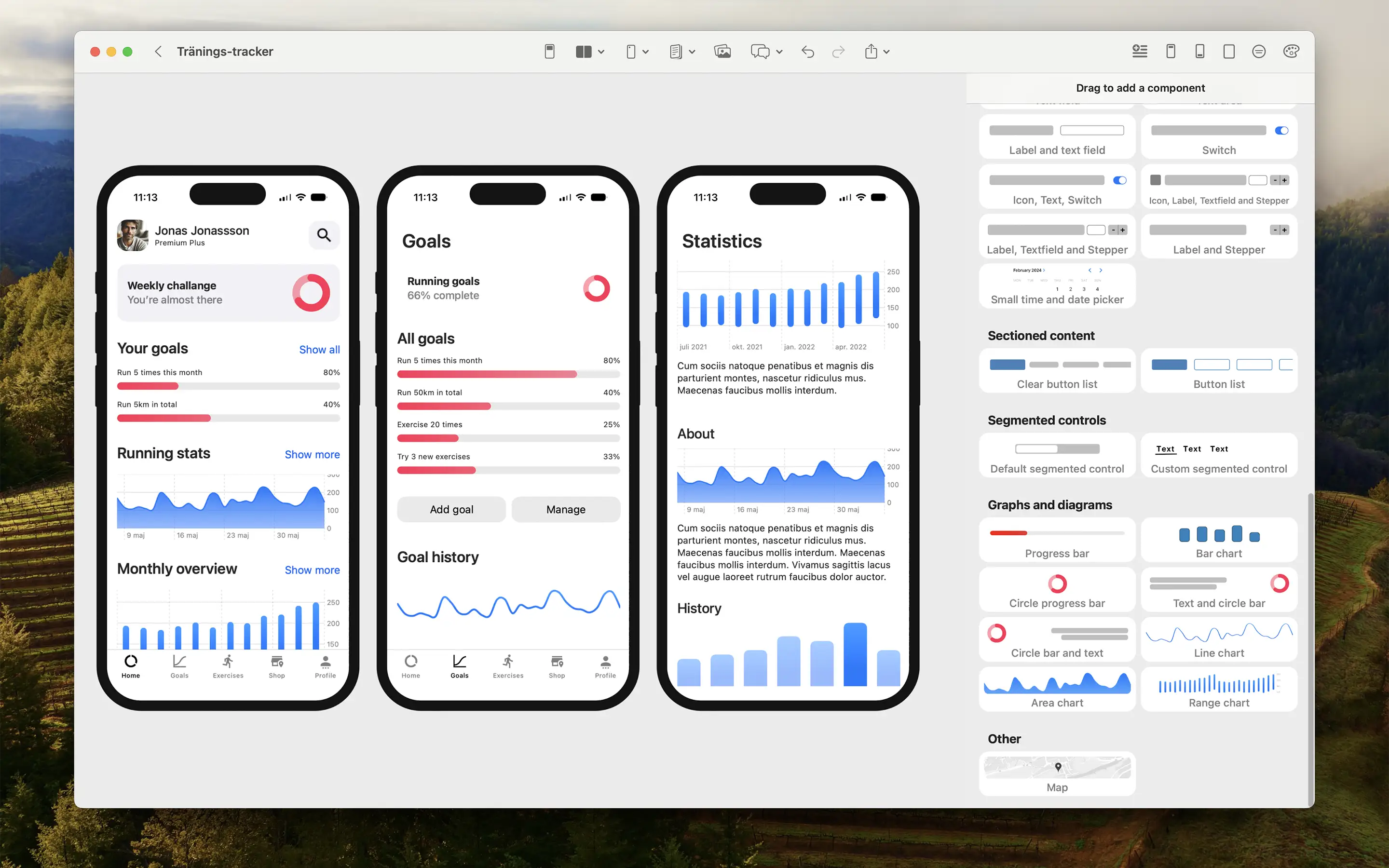 Charts in app designs for iOS