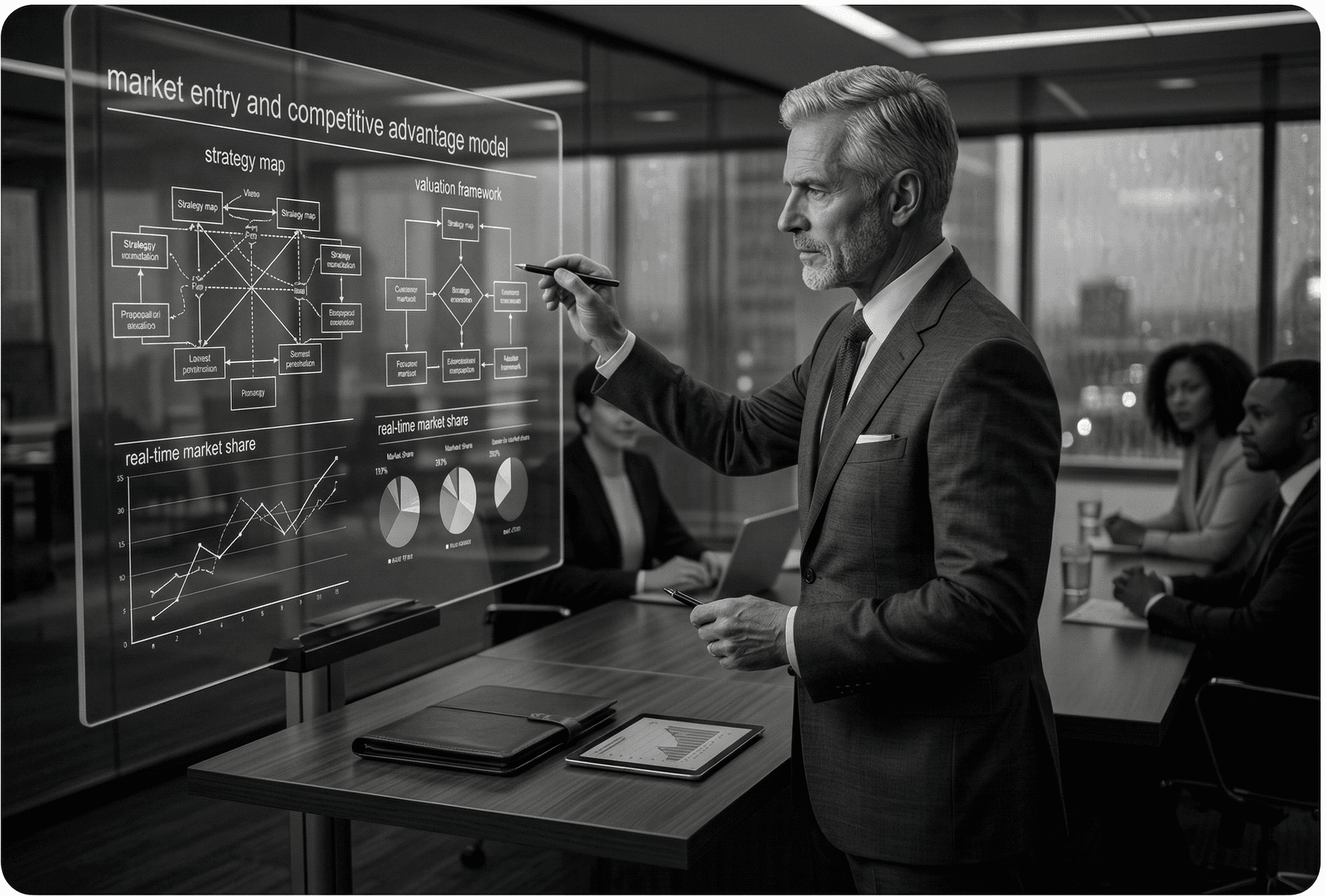 man drawing on dry-erase board