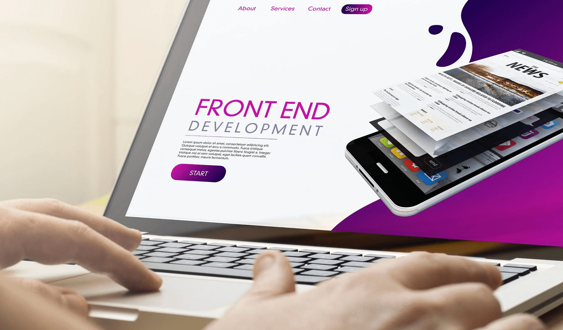  Person using laptop for front-end development - How to Hire a Front-End Developer