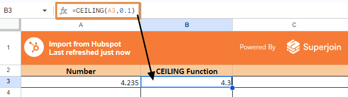 =CEILING(A3, 0.1)