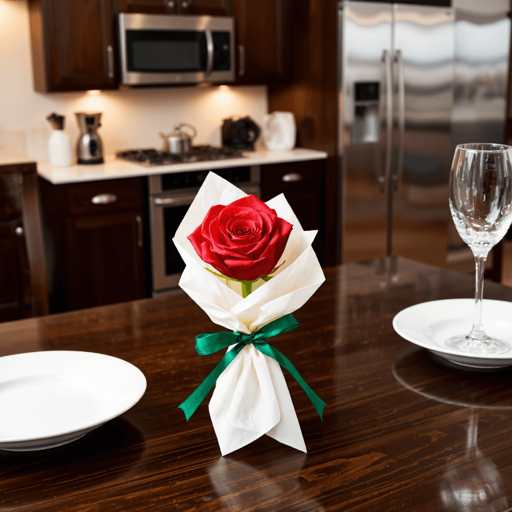 product photography of a decorative artificial rose