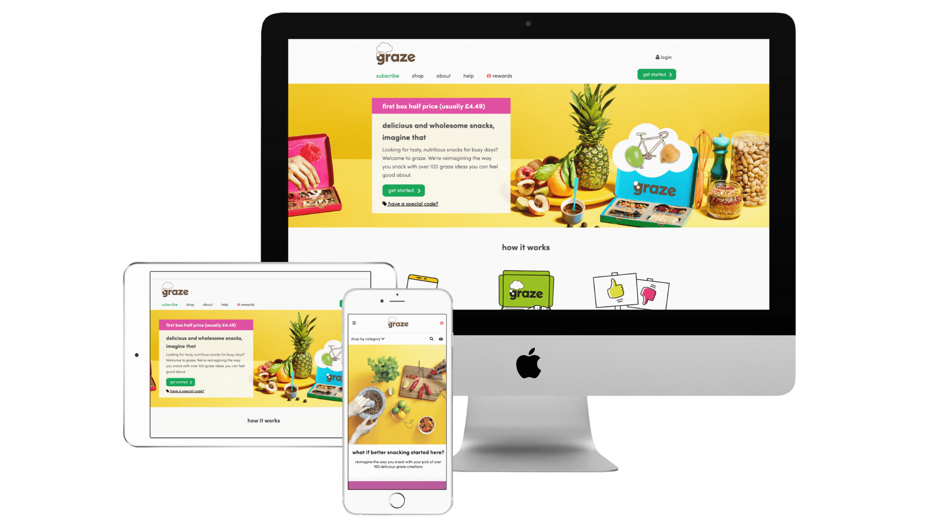 Graze's website on various devices