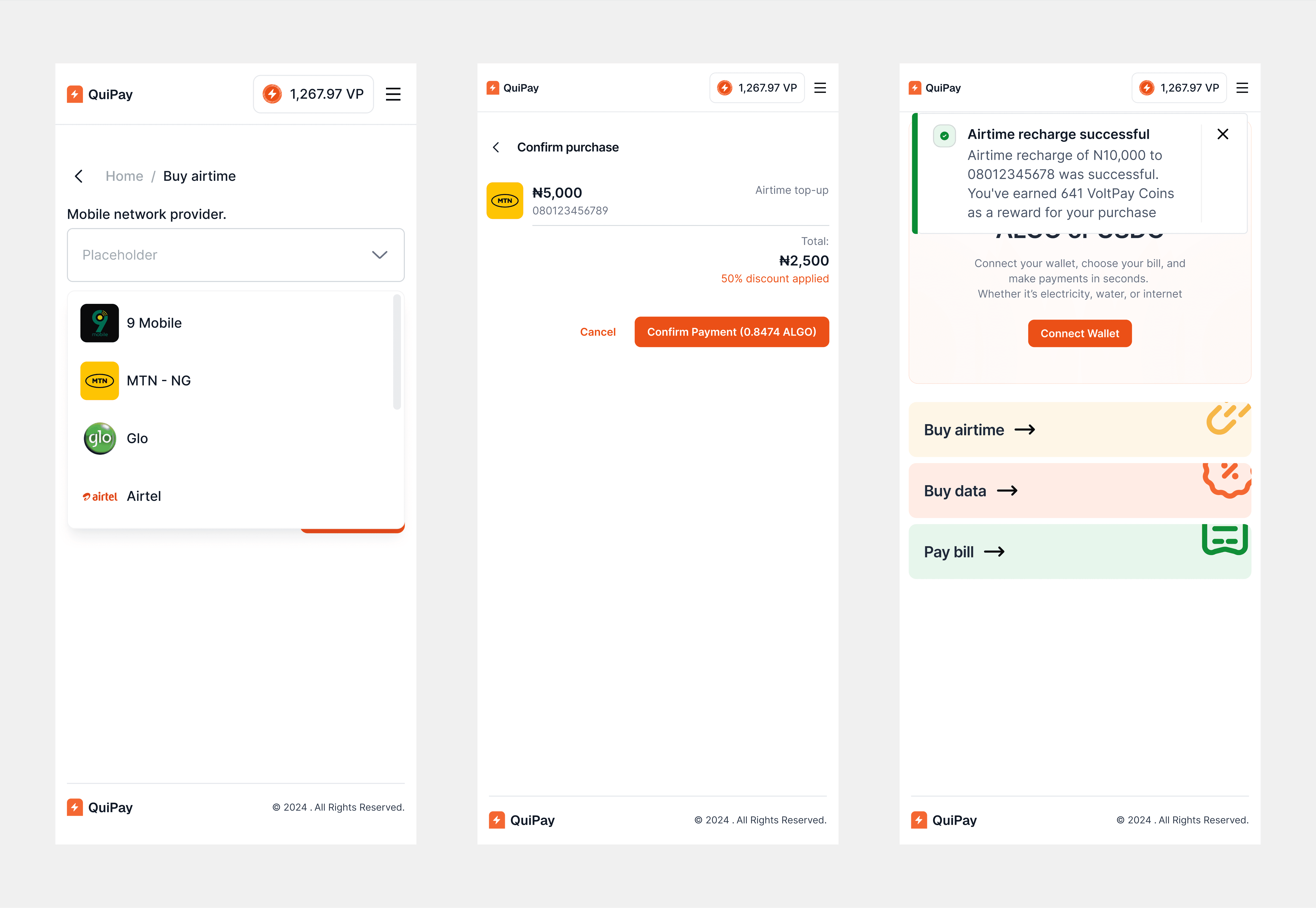A UI shot for QuiPay