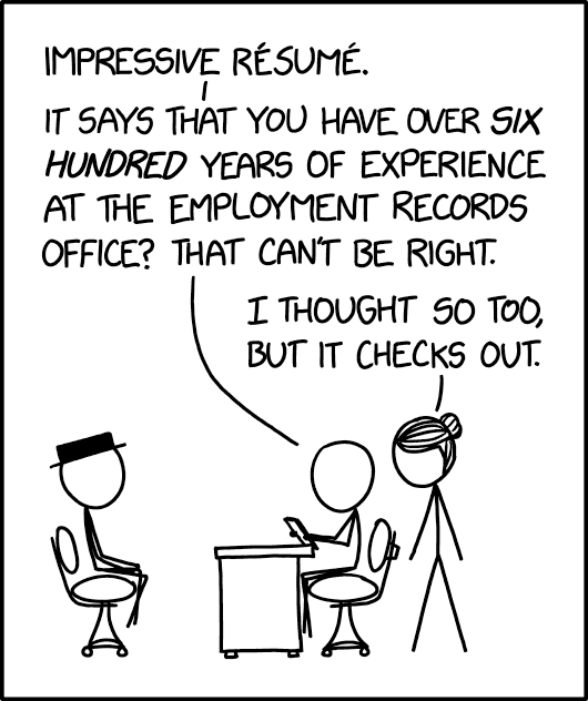 Comics style image of intern claiming developer experience