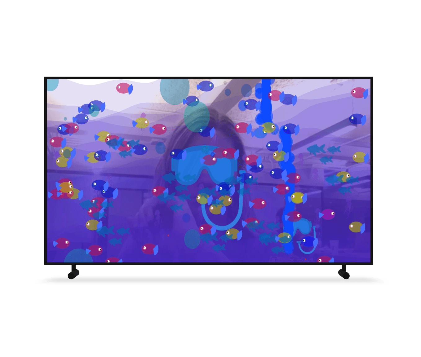 TV screen with interactive aquarium