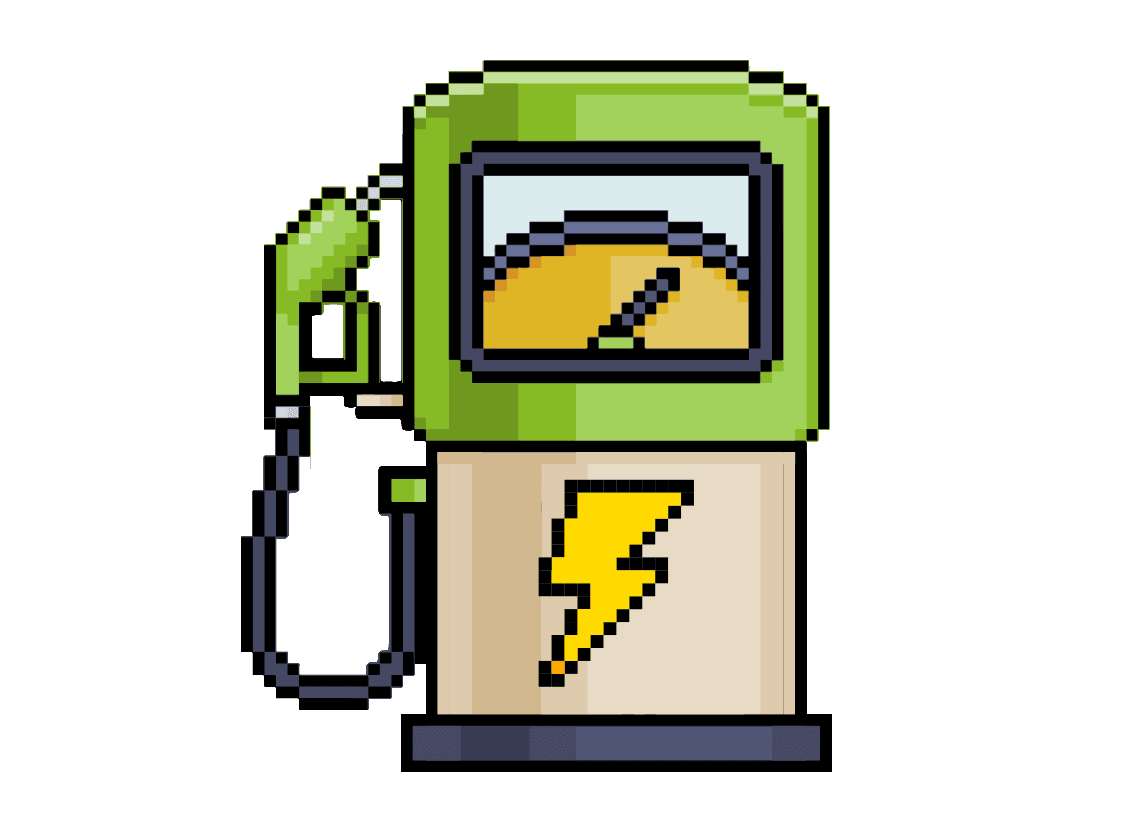 Green pixel electric vehicle charging station.