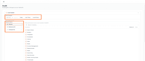 Audit page date range filter