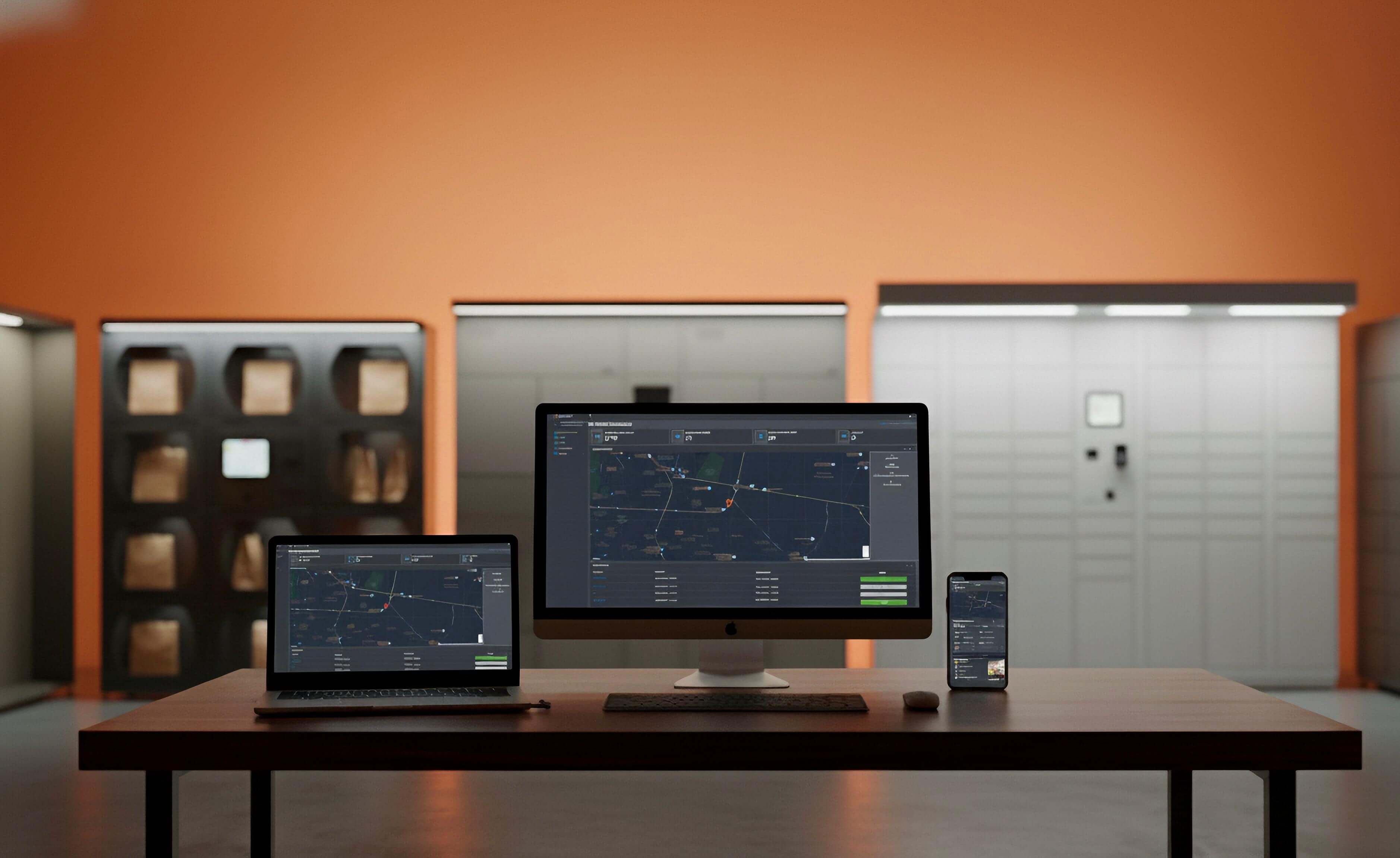 CYBER HIVE™ smart locker management software dashboard for monitoring and controlling automated parcel delivery systems in real-time.
