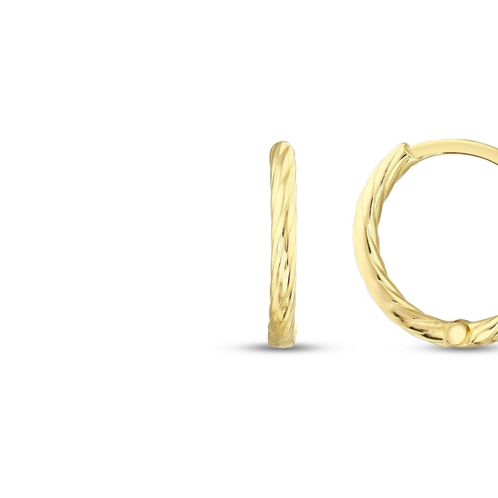 Assos Pırlanta 14 Ayar Altın Tasarım Şık Halka Küpe Modeli