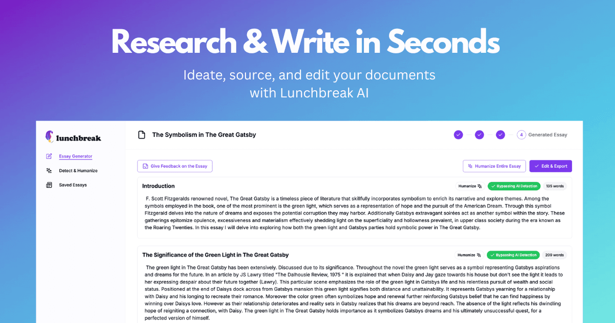 Research & Write In Seconds with Lunchbreak AI