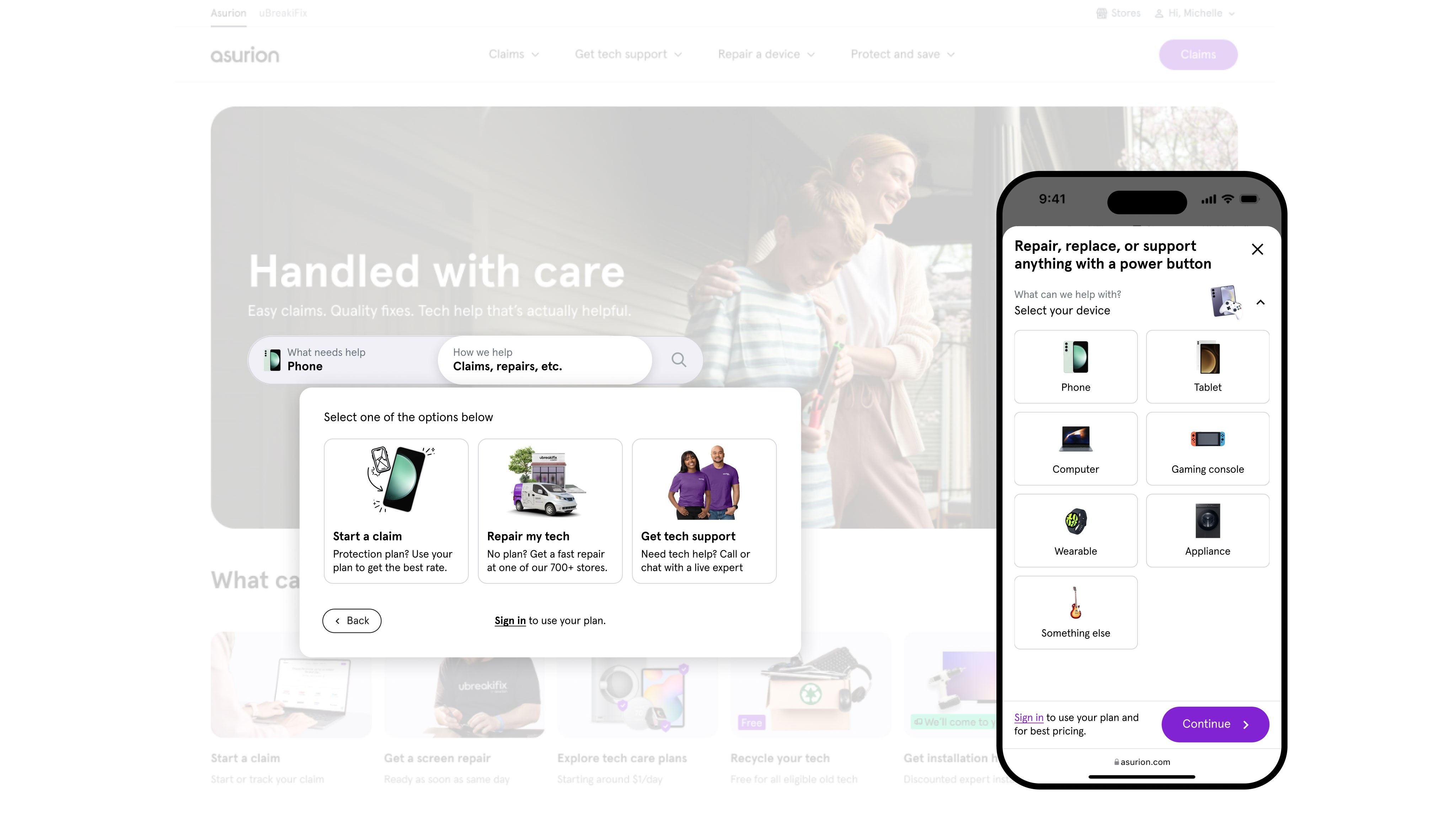 Site discovery search bar on desktop and mobile