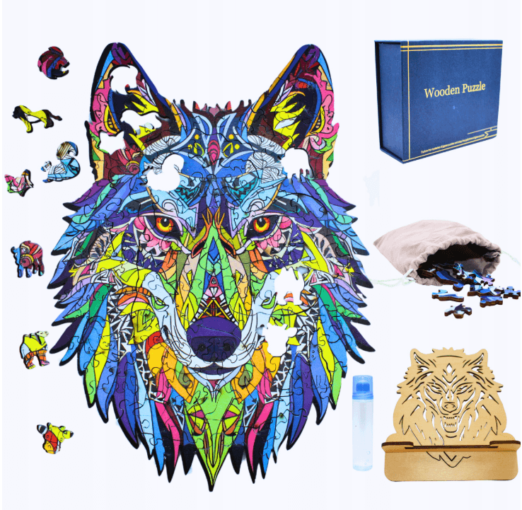 puzzle drewniane wilk A4