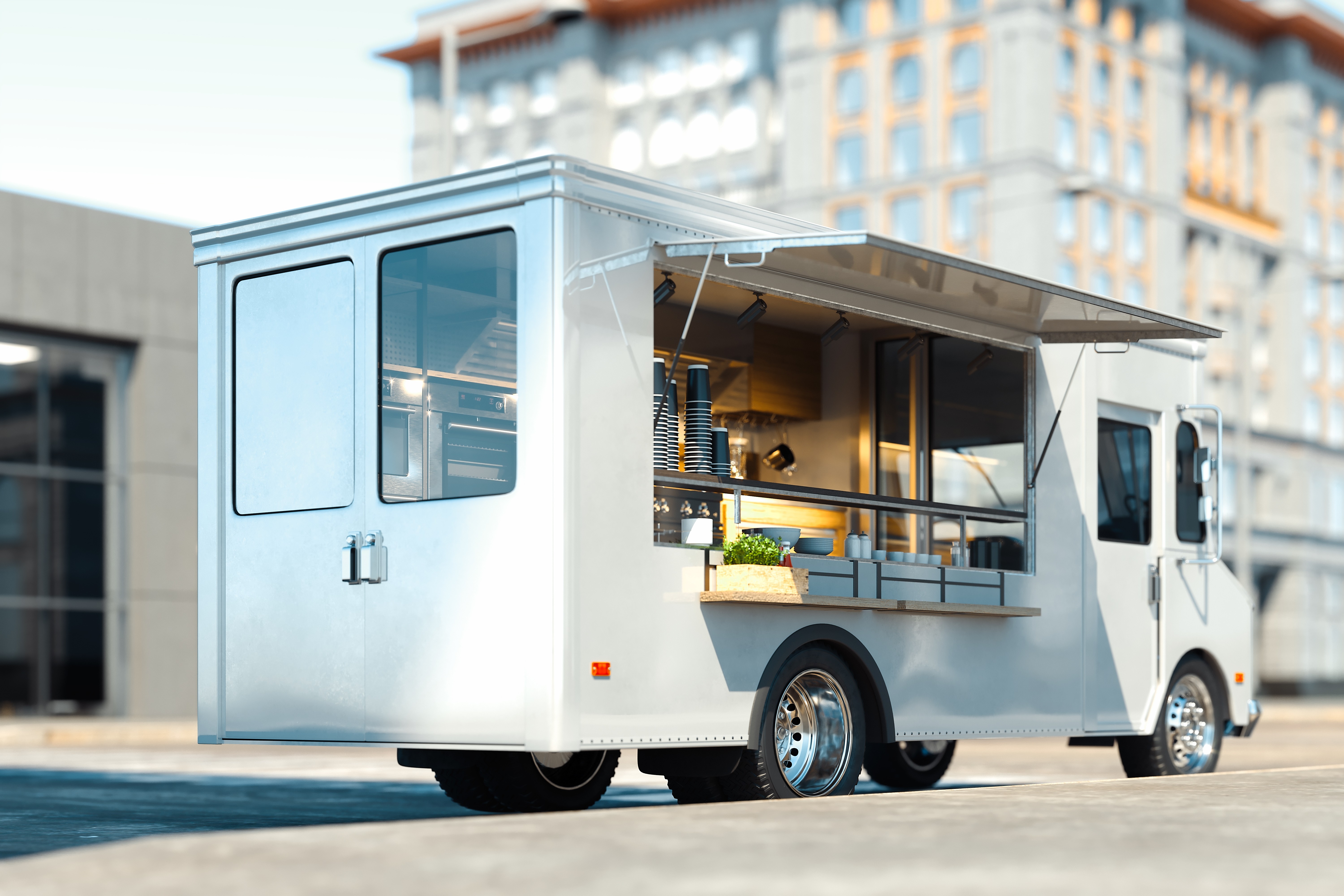 Food truck parked in the city