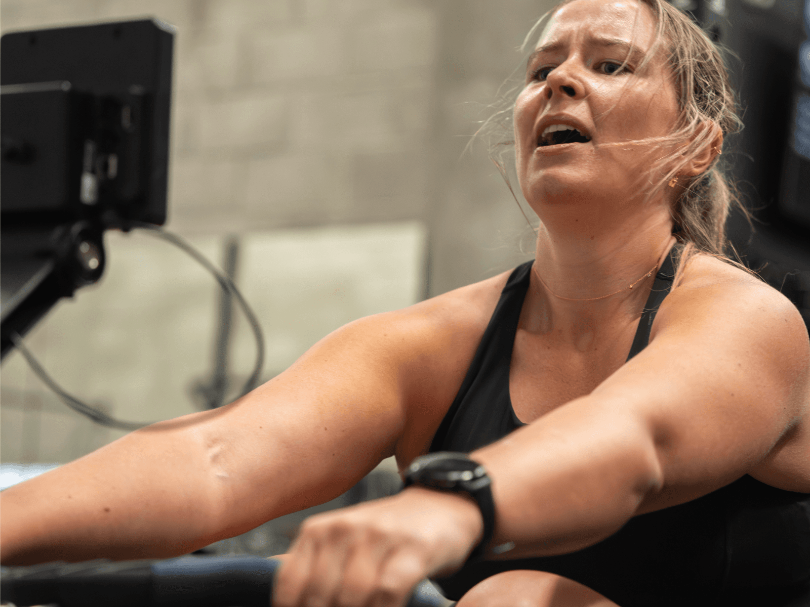 Athlete winning a race