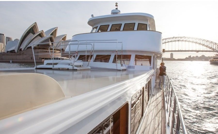 Luxury yacht at dock
