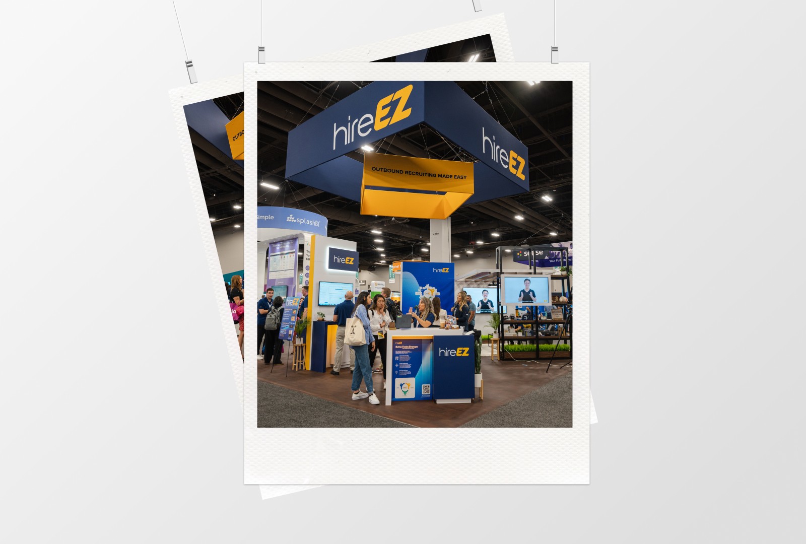 HireEZ both in HR Technology Confrences venue in a vintage photograph style