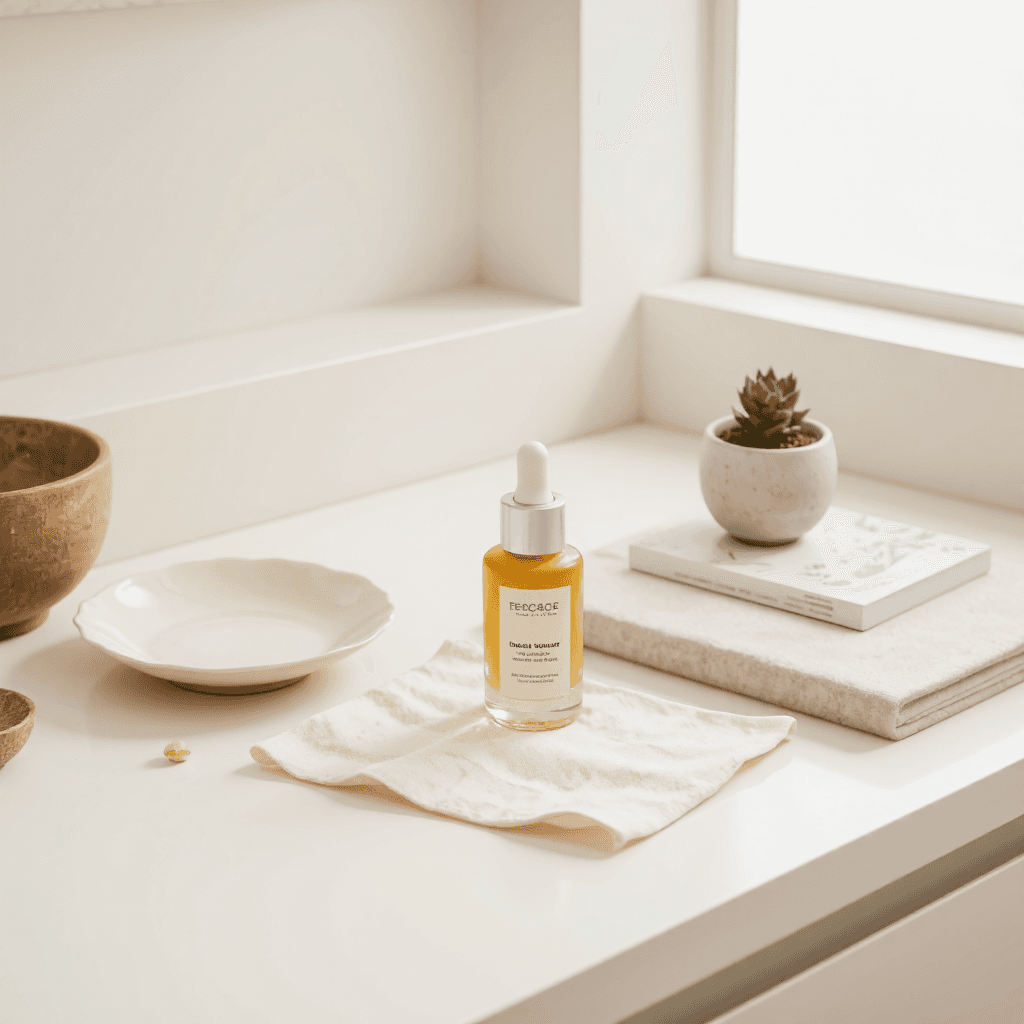 product photography of bottle of serum