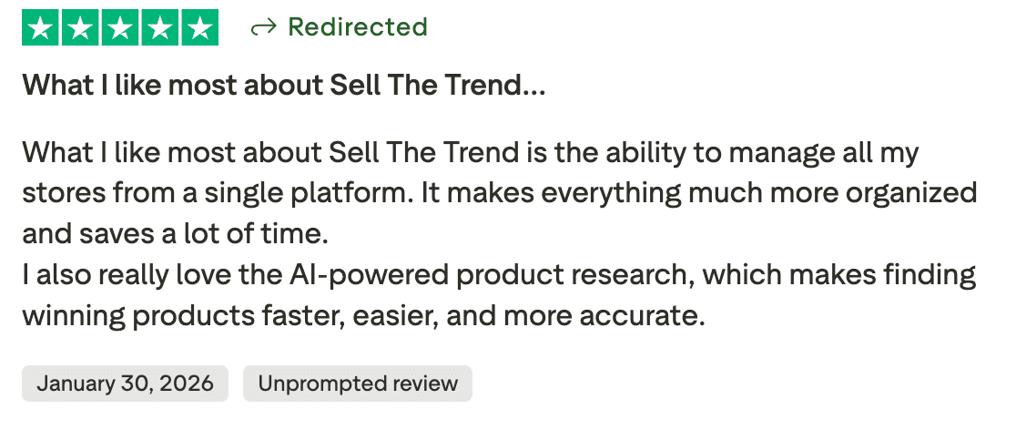 Five-star review about managing multiple stores easily