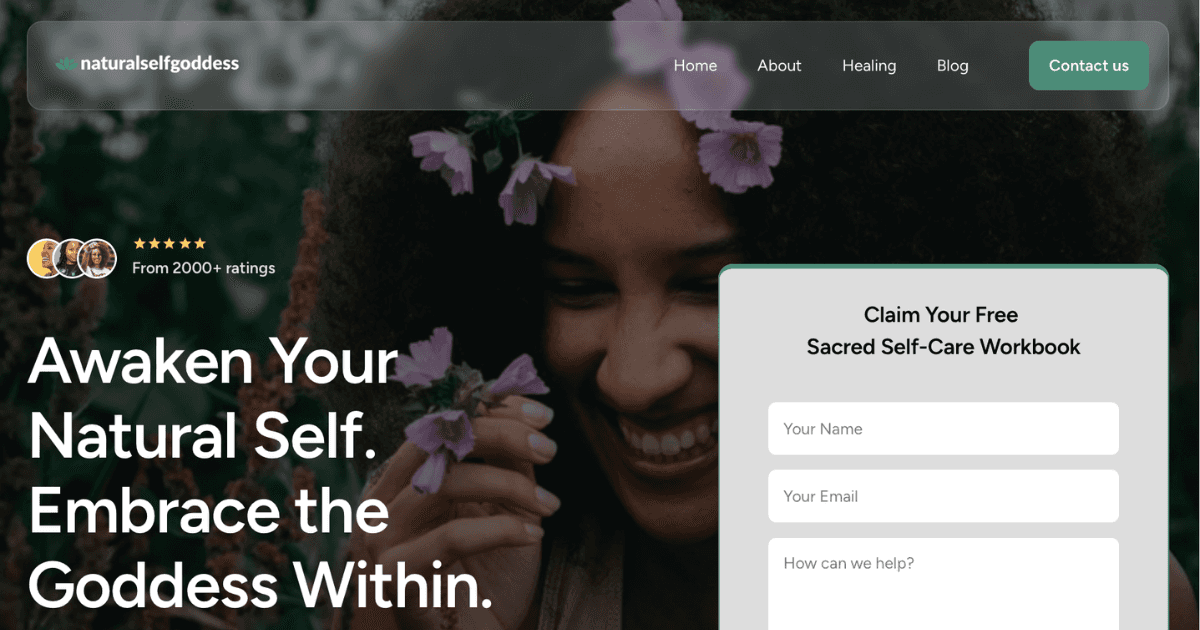 website mockup naturalselfgoddess