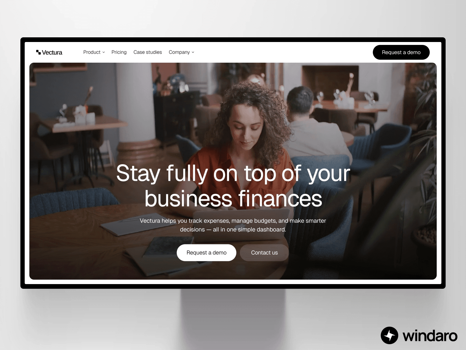 Vectura fintech SaaS Framer template hero section
