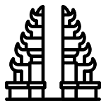 Illustration of a traditional Balinese Candi Bentar gate representing the authentic cultural location of Ulu Yoga Bali.