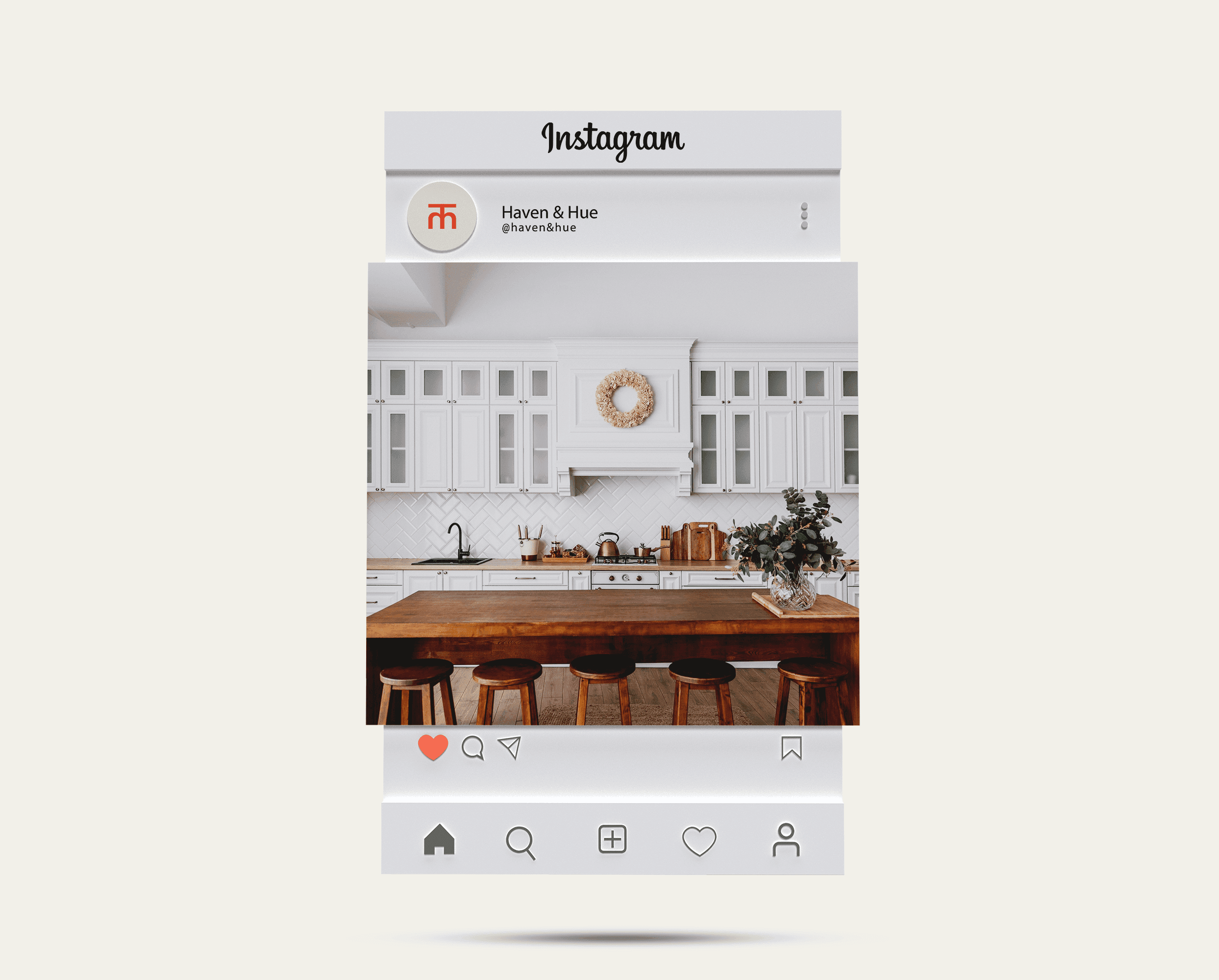 instagram post mockup with image of kitchen