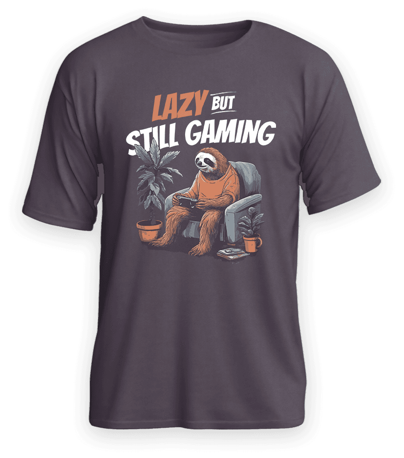 T-shirt with a sloth playing videogames