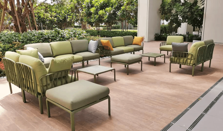 brown wooden 9-piece office table and chairs