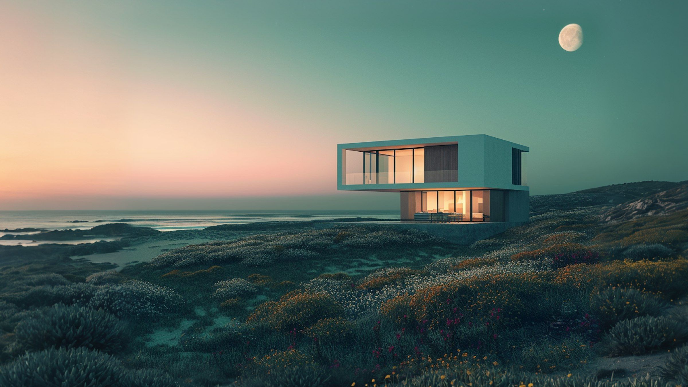 view of a home during a sunset