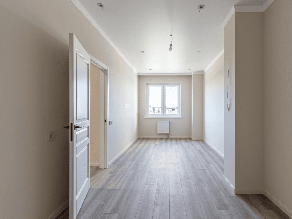 Bright hallway space freshly painted by AUPaint in Camp Hill. Soft whites and natural light create an open, new-home feel.