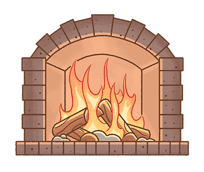 A fireplace illustration