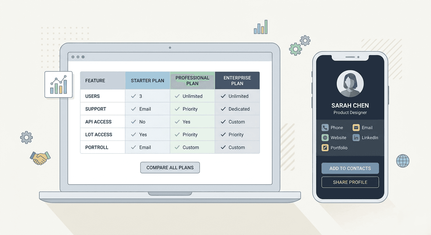 Digital business card platforms comparison illustration for entrepreneurs 