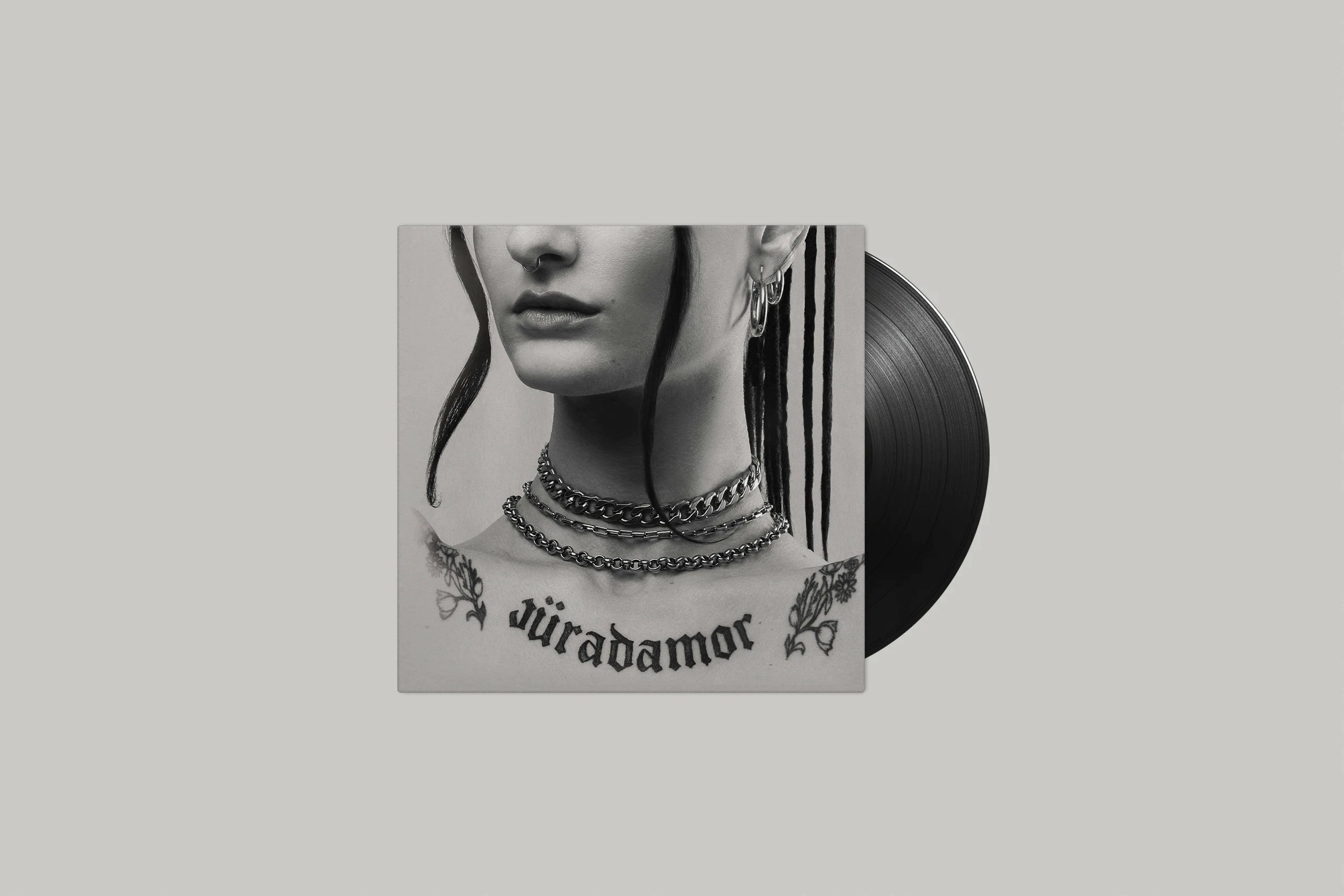 Album cover design for JÜRA’s EP “Jüradamor”, featuring minimalist photography by Francisco Gomes and contemporary music artwork for a Portuguese pop and R&B artist.