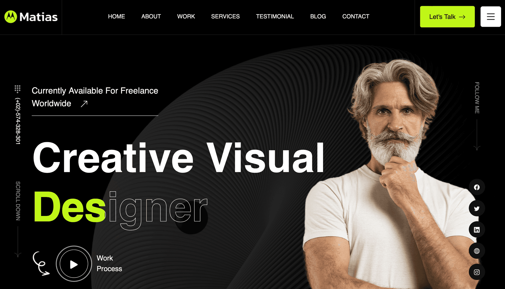 A website with a blue and purple background with three images of abstract art.