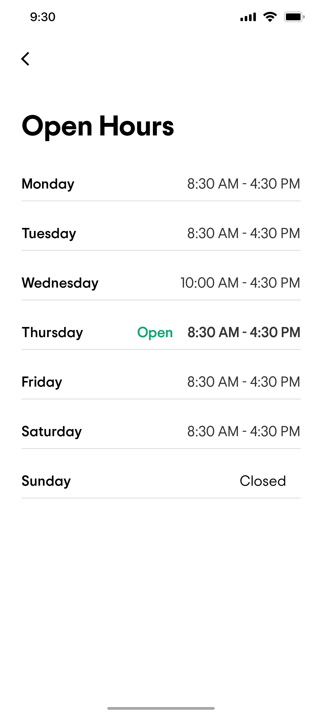 Tripadvisor Open Hours Page Screen