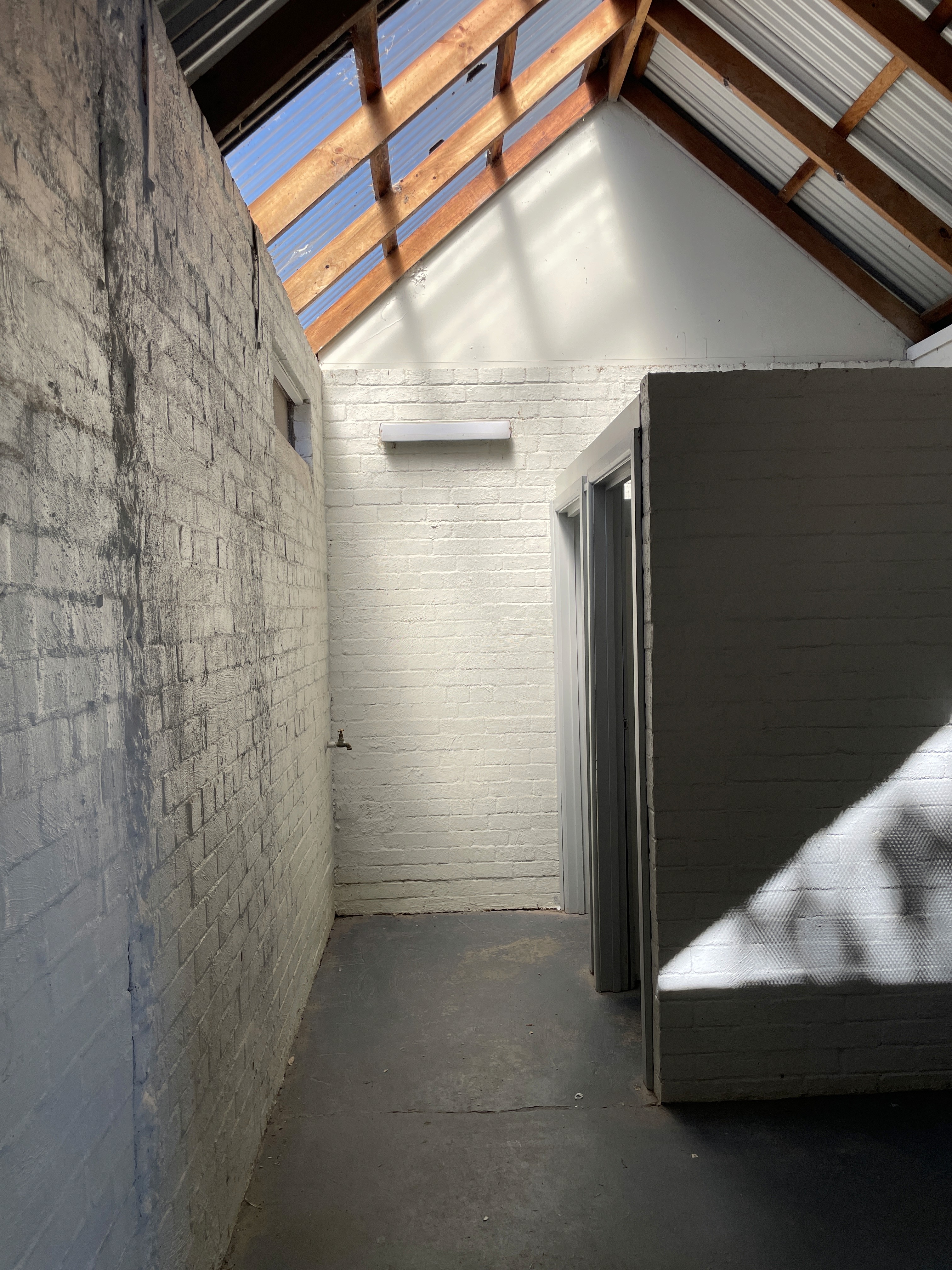 interior of public toilet, natural light