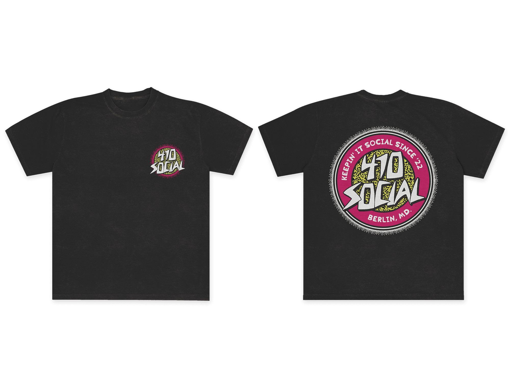 410 Social Bar and Restaurant Graphic on Black T-Shirt