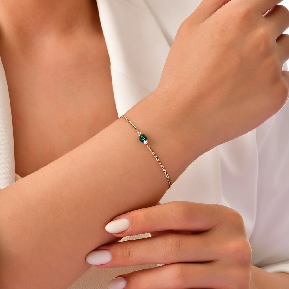 Assos 14 Ayar Altın Renkli Taşlı Zarif Bayan Tasarım Bileklik