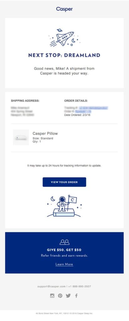 Exemple d’e-mail post-achat